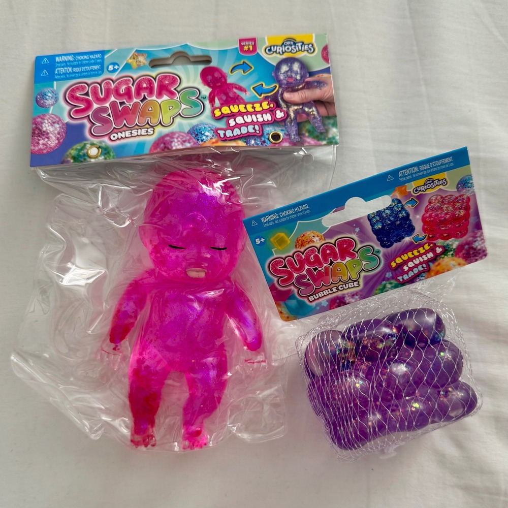 Orb Curiosities Sugar Swaps Bundle NEW Purple Bubble Cube & Pink Baby Squishy